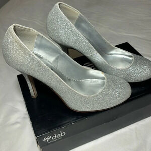 Deb Silver Sparkle Pumps 3 1/2” Heel